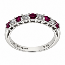 Pre Owned Platinum Ruby and Diamond Eternity Ring ZC128